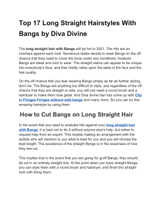 Top 17 Long Straight Hairstyles With Bangs by Diva Divine