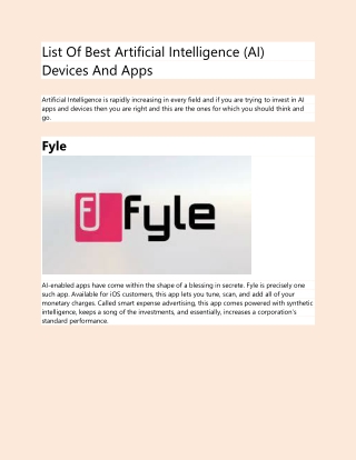 List Of Best Artificial Intelligence (AI) Devices And Apps