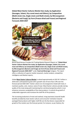 Global  Meat Starter Cultures Market Research Report Forecast 2027