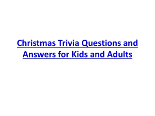 Christmas Trivia Questions