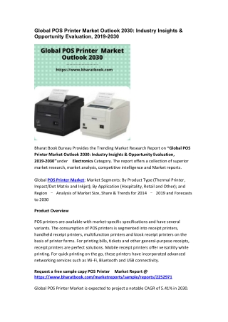 Global POS Printer Market Outlook 2030: Industry Insights & Opportunity Evaluation, 2019-2030