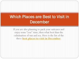 best places to visit in December