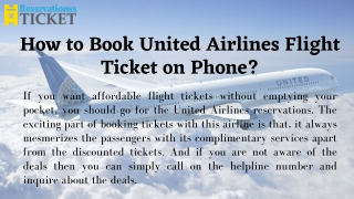 How to Book United Airlines Flight Ticket on Phone - Reservationss Ticket