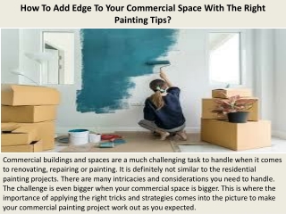 Commercial Painting Services Santa Barbara | How To Add Edge To Your Commercial Space With The Right Painting Tips?