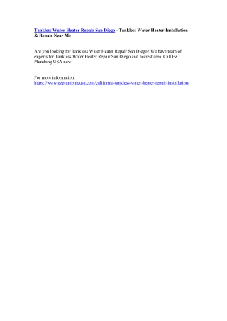Tankless Water Heater Repair San Diego - Tankless Water Heater Installation & Repair Near Me