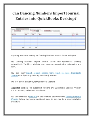 Can Dancing Numbers Import Journal Entries into QuickBooks Desktop?