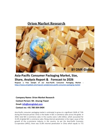 Asia-Pacific Consumer Packaging Market Trends, Size, Competitive Analysis and Forecast 2020-2026