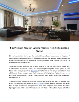 Buy Premium Range of Lighting Products from Volka Lighting Pty Ltd.
