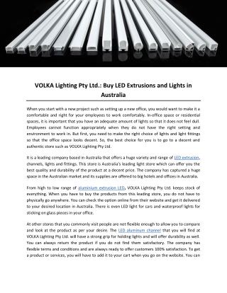 VOLKA Lighting Pty Ltd.: Buy LED Extrusions and Lights in Australia