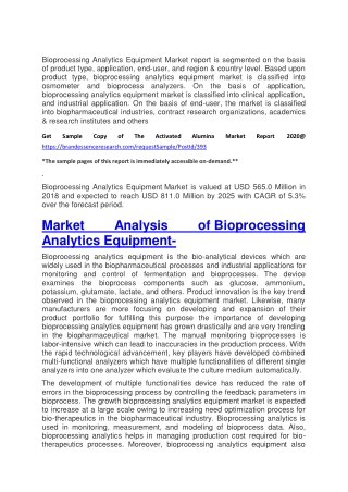 Bioprocessing Analytics Equipment market 2020 Global analysis, opportunities and forecast to 2025