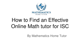 How to Find an Effective Online Math tutor for ISC