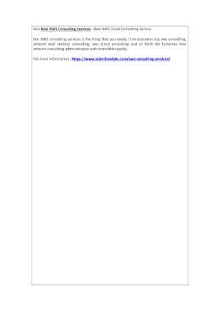 Hire Best AWS Consulting Services - Best AWS Cloud Consulting Service