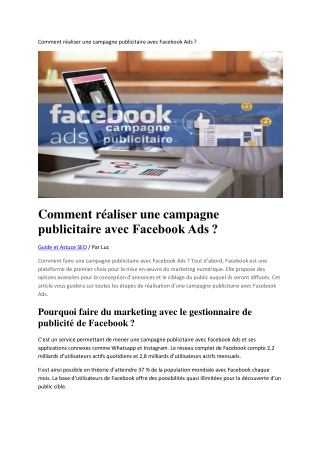 Comment réaliser une campagne publicitaire avec Facebook Ads ?