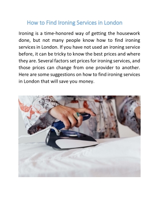 How to Find Ironing Services in London