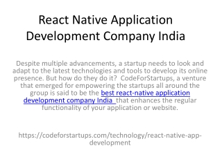 React Native Application Development Company India