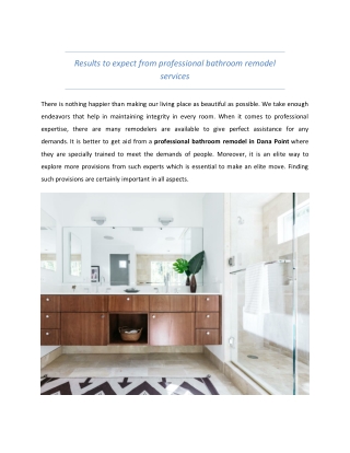 Results to expect from professional bathroom remodel services