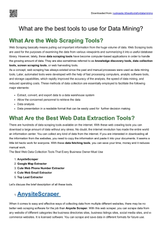 What are the best tools to use for Data Mining?