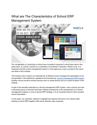 What are The Characteristics of School ERP Management System