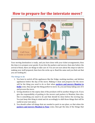 How to prepare for the interstate move?