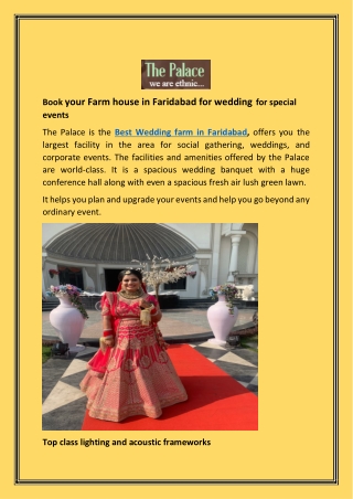 Book your Farm house in Faridabad for wedding for special events