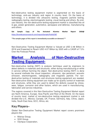 Non Destructive Testing Equipment Market Overview and Competitive Landscape 2020 to 2025