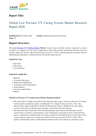 Low Pressure UV Curing System Market Research Report 2020