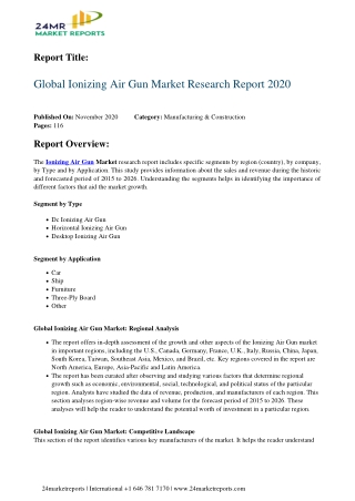 Ionizing Air Gun Market Research Report 2020