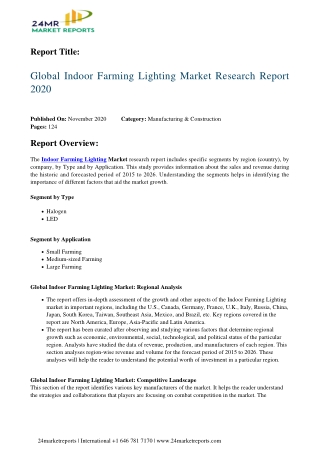 Indoor Farming Lighting Market Research Report 2020