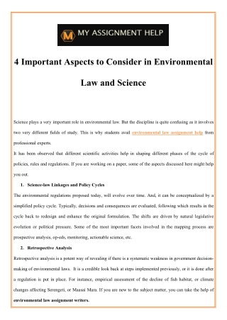 4 Important Aspects to Consider in Environmental Law and Science