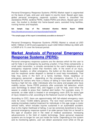 IMPACT OF COVID-19 ON PERSONAL EMERGENCY RESPONSE SYSTEMS MARKET 2020