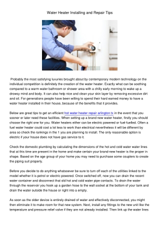 WaterHeaterInstallingandRepairTips