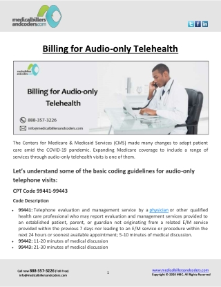 Billing for Audio-only Telehealth