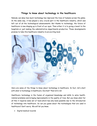 Things to know about technology in the healthcare