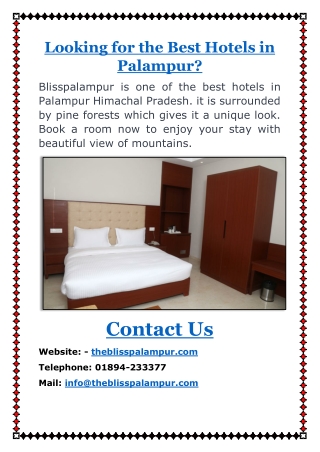 Looking for the Best Hotels in Palampur?`