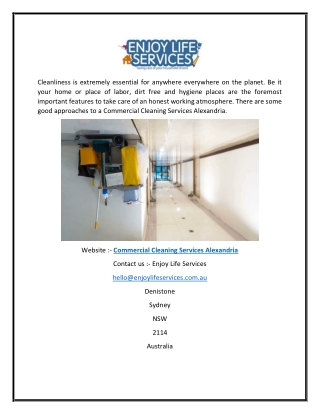 Commercial Cleaning Services Alexandria | Enjoylifeservices.com.au