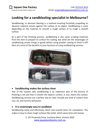 Looking for a sandblasting specialist in Melbourne?