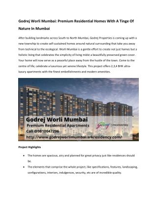 Godrej Worli Mumbai Apartment - Boutique Residences