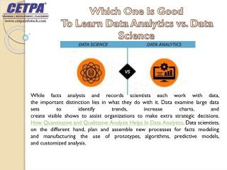 Which One Is Good To Learn Data Analytics vs. Data