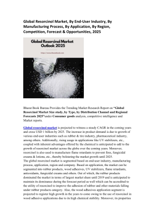 Global Resorcinol Market  Outlook 2025