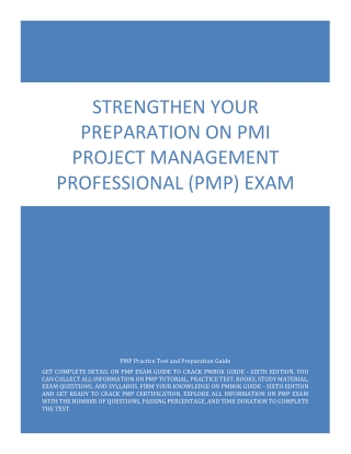 Strengthen Your Preparation on PMI Project Management Professional (PMP) Exam