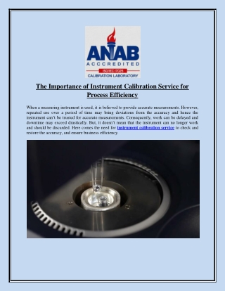 The Importance of Instrument Calibration Service for Process Efficiency