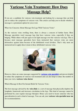 Varicose Vein Treatment: How Does Massage Help?