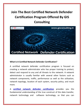 Join The Best Certified Network Defender Certification Program Offered By GIS Consulting