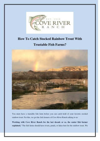 How To Catch Stocked Rainbow Trout With Trustable Fish Farms?
