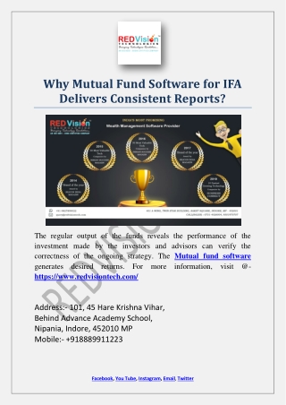 Why Mutual Fund Software for IFA Delivers Consistent Reports?