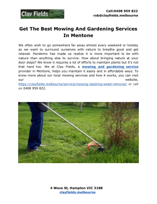 Get The Best Mowing And Gardening Services In Mentone