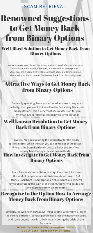 Renowned Suggestions to Get Money Back from Binary Options