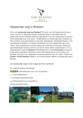 Parc de Kievit - Weekendje weg Brabant