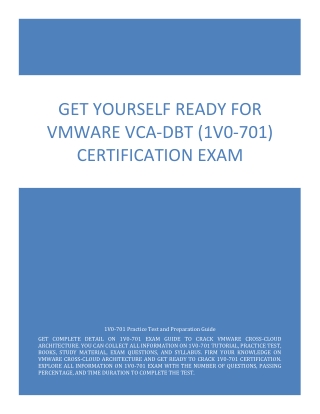 Get Yourself Ready for VMware VCA-DBT (1V0-701) Certification Exam