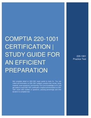 CompTIA 220-1001 Certification | Study Guide for an Efficient Preparation